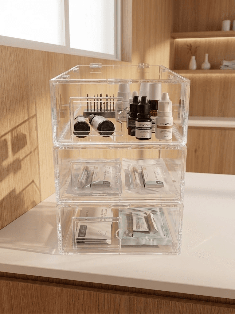 Set x3 Organizadores Dentales con Tapa y Porta Etiqueta